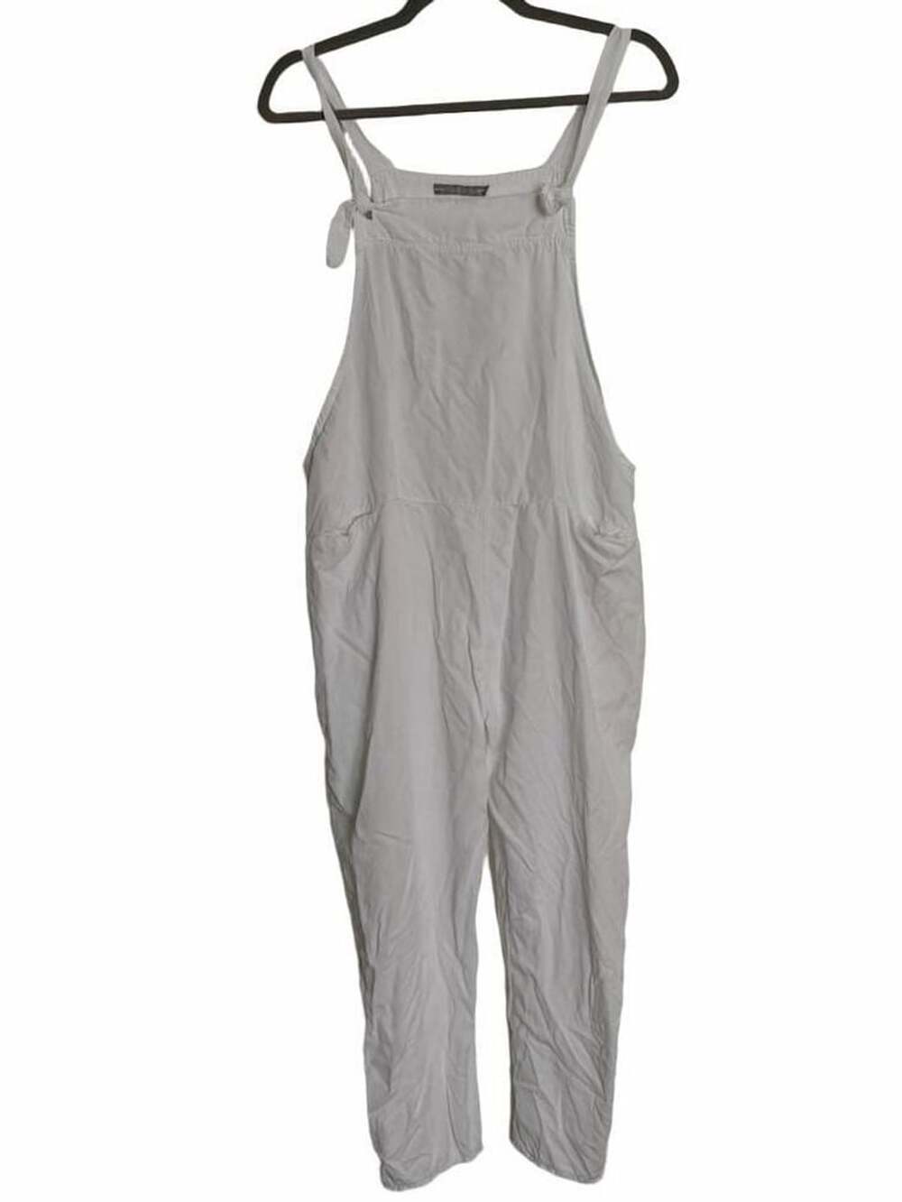 Made in Italy Casual White Cotton Overalls Dungarees Jumpsuit with Pockets